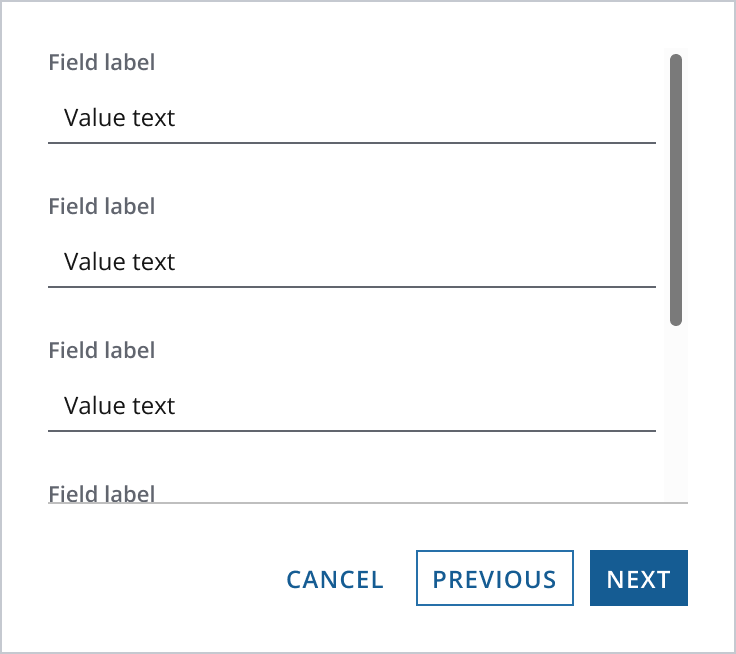 Example showing a form overflowing behind a button bar. The button bar has a top border.